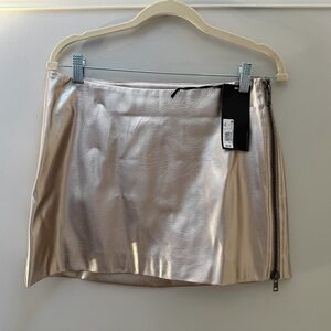 NWT Future Collective Metallic Silver Mini Skirt Size S